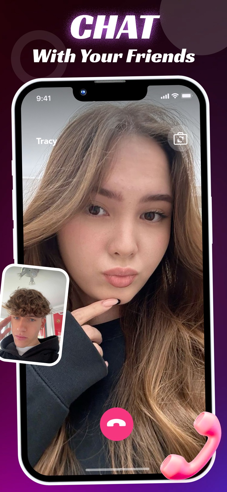 Singo app screen showing video call